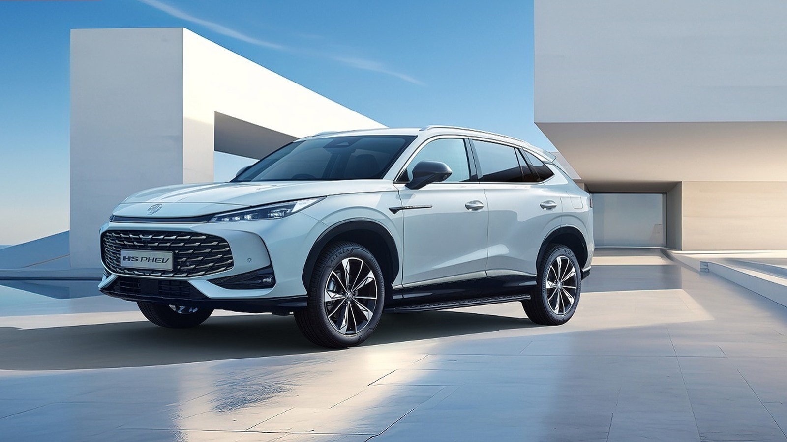 MG HS PHEV plug-in hybrid SUV in white, the first MG plug-in hybrid offered in Brunei
